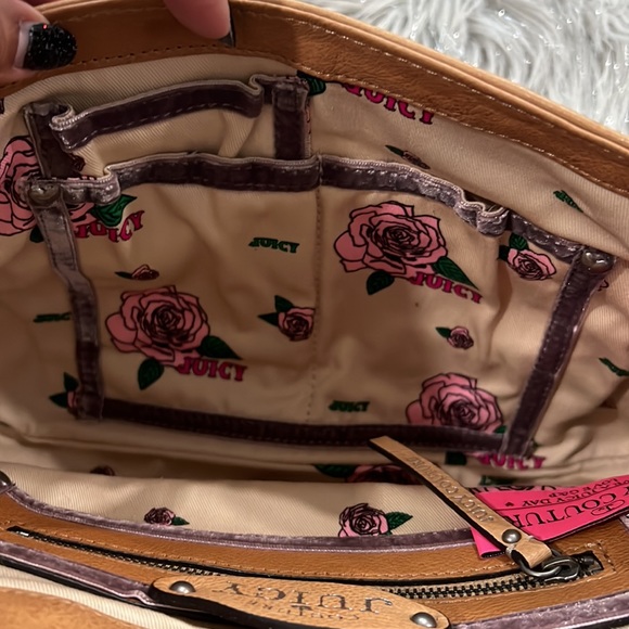 New Vintage Juicy Couture Beige Leather Satchel Bag NWT - Picture 12 of 13